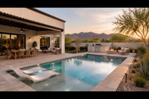 An Arizona backyard in the late afternoon